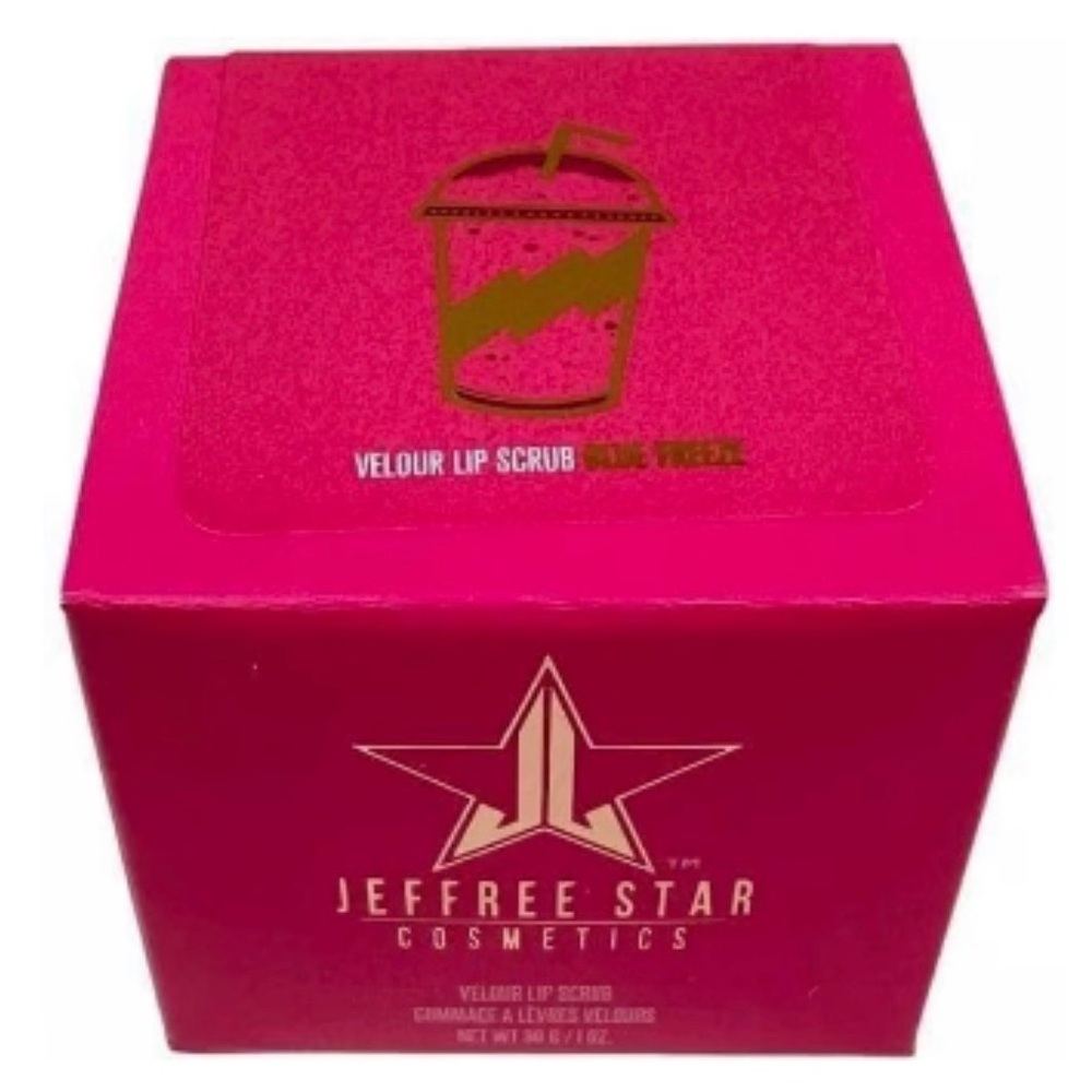 Jeffree Star Blue Freeze Velour Lip Scrub - Bright Pink with Gold Accents